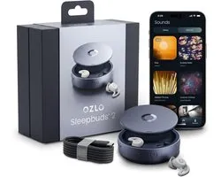 Ozlo Sleepbuds 2 - De beste oortjes tegen snurken - Speciaal ontwikkeld om mee te slapen - Maskeert storende geluiden - Tot 14 uur batterijduur - Ultraplat in-ear design - Ideaal voor zijslapers - Slaapdetectie - In-ear wekker - 50+ Sleep Sounds