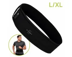 MySportFit – Premium Hardloop Heupband – Hardloop riem – Running belt – Fitness – Sport – Waterafstotend en Ademend Materiaal, Verstelbaar, Reflectoren – Ruime Opbergvakken voor Smartphone, Drinkfles of Powerbank – met Kabel Uitgang | Unisex - Zwart