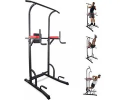 Mobiclinic MultiFit - Pull up station - Power Tower - Krachtstation - Dip station - Pull Up Bars - Fitness station - Verstelbare rugleuning - Stevig - Staal - Zwart