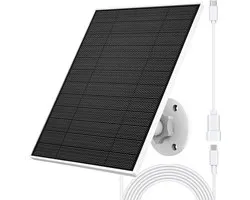 5W zonnepaneel voor Eufy camera, compatibel met Eufycam 3/3C/2/2 Pro/2C/2C Pro/E/E20/E40/L20/L40, zonne-oplader voor camera met USB-C-poort, micro-USB-adapter, IP65 waterdicht