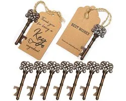 Pockinity Décapsuleur pour Mariage - 50x Pièces - 8 cm - Souvenirs Ouvre Bières Vintage Porte-clés avec Étiquette en Carton Carte Articles de Fête Événement Articles de Fête - Vintage