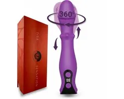 SlipperyHeights® Tisa - Vibromasseur triple 360° - Stimulation clitoridienne et point G - Écran LCD - 27 modes Intense - Sex Toy en Siliconen pour femme - Gode - Violet