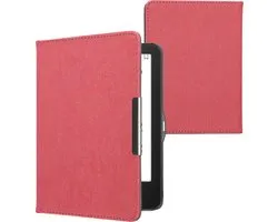 kwmobile e-reader hoesje geschikt voor Tolino Vision 1 / 2 / 3 / 4 HD hoes - E reader flip case met magneetsluiting - Ereader cover - Denim design in rood