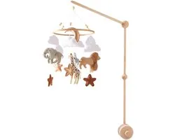 Mobile pour bébé avec support mobile en bois – Animaux Safari – Matériau durable – Mobile pour bébé – Cadeau de fête prénatale Mobile Bébé – Mobile pour berceau – Cadeau de maternité