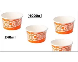 1000x Coupe à glace IceCream 240ml carton orange - boule de glace crème glacée molle glace été
