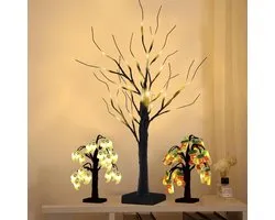 Christmas Tree White Twigs Lights 24 Warm White LEDs USB-Battery-Operated Two Sets Light Covers Wedding Easter Halloween - Christmas Decoration