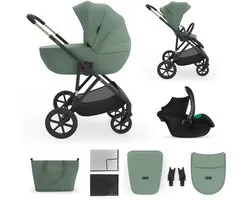 Kinderkraft PRIME 3 Kinderwagen - travel system voor stad en weekendtripjes compact inklappen elegante afwerking - Grijs