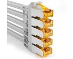 Iwillink 0,3 m CAT 7 patchkabel, 10 Gbit/s, 5 stuks - grijs