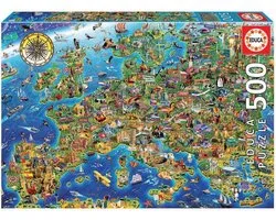 Educa - Puzzel - Grappige Landkaart van Europa - Legpuzzel - 500 stukjes