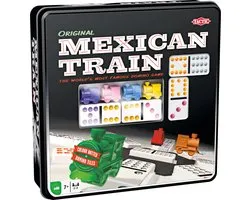 Tactic Domino Mexican Train – Bordspel – Luxe Tin – Wereldberoemd Dominospel met Gekleurde Stenen – 2 tot 8 Spelers – Vanaf 7 Jaar