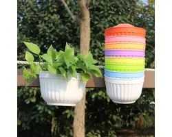 8 Pcs 21cm Vertical Wall Flowers for Hanging Garden Living Room Window Indoor Outdoor Kitchen Herbs Balcony Handrail Shelf Fence Grid Decoration
