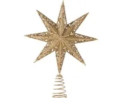 Kerstboom Topper Ster, 20.32 cm Bethlehem Glitter Gouden
