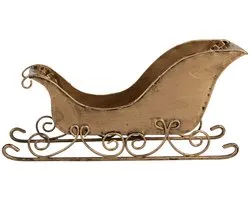 Clayre & Eef Décoration de Noël Image Luge 20x6x9 cm Couleur or Métal