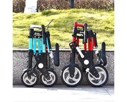 Vouwfiets Lichtgewicht - Stadsfiets Reisfiets - Compact Transport - Sterk Koolstofstaal Frame - 8 Inch Wielen - Rood Blauw Wit