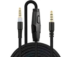 Audiokabel compatibel met HyperX Cloud Alpha/Mix/Salpha en Logitech G633 G933 kabel 3,5 mm gevlochten met volumeregeling en geïntegreerde microfoon, reservekabel