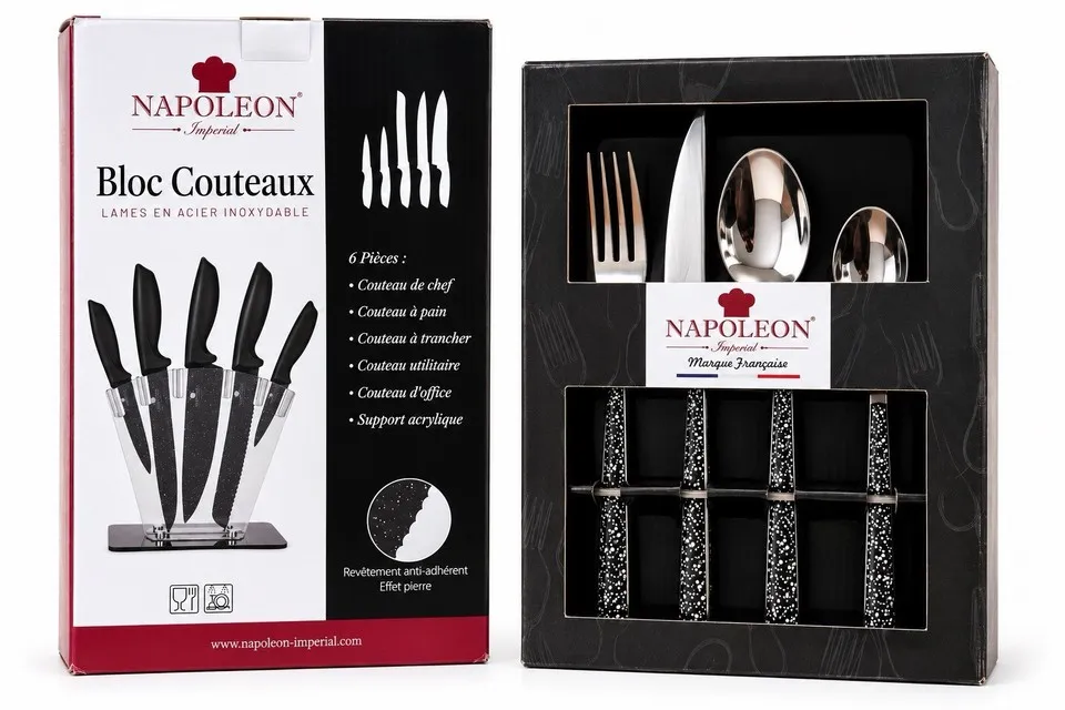 Napoleon Imperial Bloc couteaux 6 pièces inox et ménagère Napoleon 16 pièces