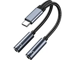 MMOBIEL USB-C naar 3.5mm Aux Audio Hoofdtelefoon Splitter - 32 Bit Type-C naar Dubbele 3.5mm Hoofdtelefoon Audio Jack Adapter