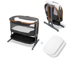 Maxi-Cosi Iora Pro Co-sleeper - Elegance Graphite - Pliage rapide - Tissus 100 % recyclés - Fonction balancelle - Roues