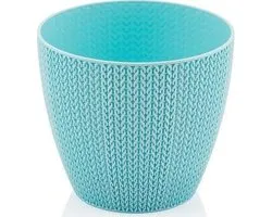 3 Bloempotten Sumela smartpot blauw 5L met drainagesysteem haakmotief