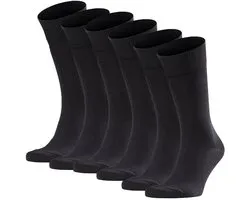 Happy 6-Pack doux sans motif renforcé de haute qualité taille mi-haute robuste respirant opaque ensemble Katoen Multipack Zwart Chaussettes pour hommes - Taille 39-42