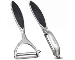 HI NATURE™ Robuuste Kwaliteit Dunschillers Set 2 - Dunschiller Aardappel - Aardappelschiller - Potato peeler | I-model - Y-model voor Fruit- en Groenteschiller RVS (Zwart)