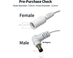 D'Extension DC Tonton 5M, Adaptateur d'Alimentation 5,5mm x 2,1mm, Câble d'Extension DC 5V~24V, Prise 5521 vers Connecteur pour Caméra de Surveillance, DVR, Bande LED Blanc 5M (2 Pièces)