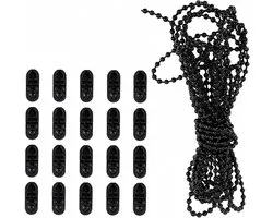 Para Estores de 10 m con 30 Conectores – Juego de 3 Cadenas de Plástico Resistente para Estores Enrollables, Romanas o Verticales – Color Black, Fácil Instalación