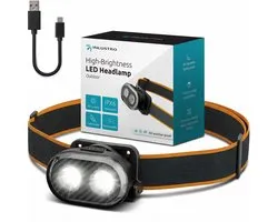 Lampe frontale LED rechargeable Inlustro - Étanche IPX6 - Éclairage réglable avec 11 modes lumineux - Pour la course à pied, les travaux, le cyclisme, la randonnée, le camping et la pêche - Batterie 600 mAh