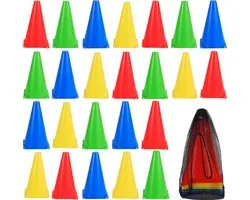BRAMBLE - Set de 24 petits cônes de signalisation 18 cm | Couleurs différentes | Perfect pour les fêtes et les entraînements