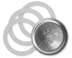 3x Dparts 1-kops rubberen ringen en 1 filterplaatje - geschikt voor 1 kops Bialetti Percolator - series Moka express - New Dama - Mini Express - Brikka Elite