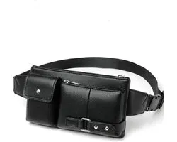 Fanny Pack Lederen Taille Schoudertas voor Ebook Tablet MI PAD iPad mini GALAXY TAB A 8.0 MEDIAPAD M6 LENOVO TAB V7 Vivo NEX 3 (2019) - Zwart