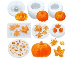 Ensemble de 8 pièces - moules en silicone pour citrouilles - moules en résine époxy - moules en résine Halloween - moules à bougies - moule de cuisson