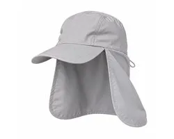Pet met nekbescherming - Baseball cap - Petten - Verstelbaar - Met elastische sluiting - One size - Katoen - Grijs
