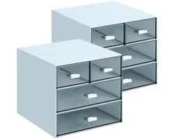 Unyqoos® Bureau Organizer Set met Multifunctionele Opbergladen voor Kantoor, Thuis en Badkamer in Blauw (2 Stuks)