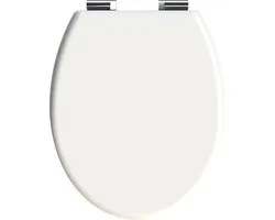 Allibert wc-bril CILENTO  - geperst hout - soft close - verchroomde scharnieren - wit gelakt