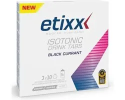 Etixx Isotonic Drink Tabs - Nutrition Sports - Boisson sportive - 3X10 comprimés - Cassis - Comprimé effervescent pratique - Extra Sodium (643 mg/litre) - Facile à emporter avec vous en déplacement