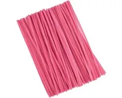 Pipe Cleaners, 200/300/500 Pcs Chenille Stems Wire Wire Strip Cord, Multicolored Felt Fabric, DIY Handmade Supplies, Pink Red, 200 Pieces