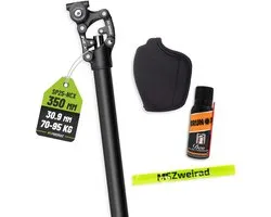 Suntour verende zadelpen SP25-NCX, diameter 30,9 mm, lengte 350 mm, gewichtsklasse 70–95 kg, parallellogram, inclusief Brunox Deo en MSZweirad reflectieband