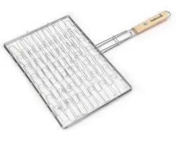 Barbecook - BBQ klemrooster - Barebecue Rooster rechthoek - Elastische BBQ grill - L410 x D290 x H20 mm (Grillopperv.) - Staal - Chroom - Met handvat