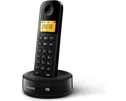 Philips D165B Huistelefoon - Vaste Telefoon - DECT Telefoon met 10 uur Spreektijd – Huistelefoon met 1,6 Inch Display - Draadloze Telefoon voor Vaste Lijn 200 Uur Standby - Zwart