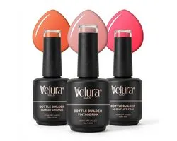 Set Velura® BIAB - Gel de construction en flacon - Set de teintes Summer - 3 couleurs de 15 ml - Gel de construction liquide - Ongles en gel BIAB - Adhérence flexible et diméthicone - Sans HEMA ni TPO