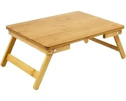 100% Bamboo Laptop Bed Table Lap Desk for Bed Breakfast Bed Tray with Foldable Legs Portable Bed Table for Computer Snack Writing Studio (Natural)