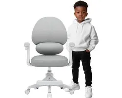 Mark Adler Junior 4.5 Kinderbureaustoel - Ergonomische Kinder Bureau Stoel met Voetsteun - Verstelbaar & Comfortabel - Grijs