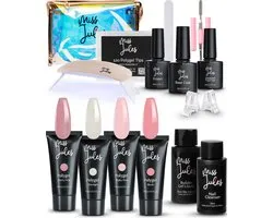 Miss Jules® Luxe Complete Polygel Nagel Kit - Nagel Verlenging Starterspakket - 4 Kleuren - HEMA & TPO Free - Incl. 36W UV LED Lamp Nagels, Gellak Lamp, Nagel Primer, Nail Cleanser - HEMA & TPO vrij - Incl. Instructievideo