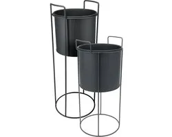 Home Styling Collection - Metalen bloembakken IDEM, 2 stuks - zwart