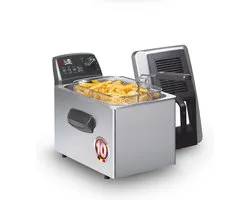 FRITEL Frituurpan - Turbo SF® 4571 - Frietketel met Filterdeksel - Friteuse voor Olie + Vast Vet - 5 pers. Frituurketel met Kijkvenster - 3200W - 5L