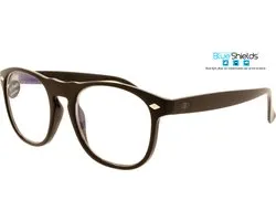 BlueShields NFB002 +2.00 Luciano - Leesbril - Beeldschermbril - Blauw licht filter lens - Glanzend zwart