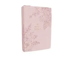 KJV Compact Large Print Bible, Pink Leathersoft Zipper Closure, Red Letter, Comfort Print