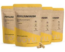 GOYU Psylliumvezels 3000 mg per dagdosering Biologisch Combideal 4x 60 Capsules - Vezel Vlozaad vezel supplement - Psyllium husk psylliumvezels capsules - Vezel Vlozaad - Vegan - Zonder toevoegingen - Lab getest - 60 dagen voorraad per zakje