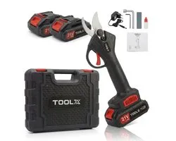 TOOLX Elektrische Snoeischaar - Takkenschaar - Tuinschaar - 30mm Snijdiameter - Inc. Opbergkoffer en 2 accu's